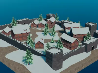 Winter Castle Village 3D model buy