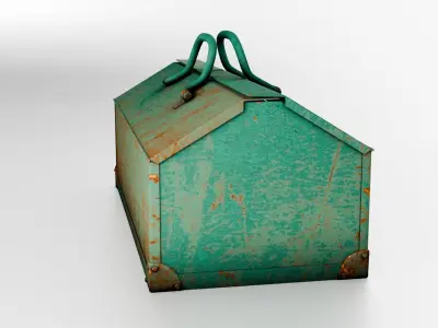 Rusted old tool box Low-poly 3D model