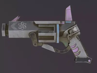 Gun Low Poly 3D Model Game Ready PBR Textures Low-poly 3D model