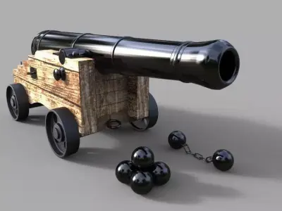 Naval Cannon 3D model get