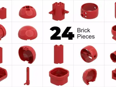 TwindBricks3D - 24 Bricks Cylinder collection 3D print model