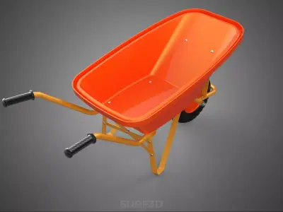 STANDARD WHEELBARROW CART WHEEL BARROW WORKER LABOR BUILDER HAUL 3D model