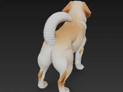 Dog Realistic 3D Model - Low Poly Realistic  Low-poly 3D model