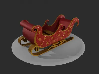 READY TO USE CHRISTMAS SLEIGH Low-poly 3D model