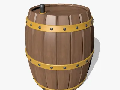 Wooden Barrel 3D model shop