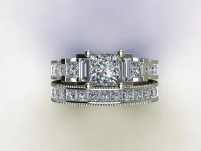 10016 princess cut diamond engagement ring 3D print model