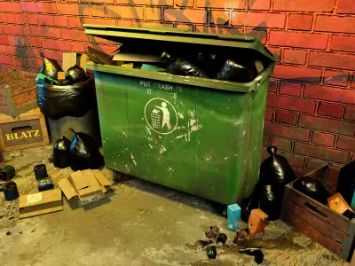 Dumpster trash with garbage bin 3d model 3D model