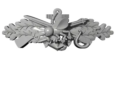 NAVY SEABEE USN ANCHOR ANTIQUE RING    3D print model