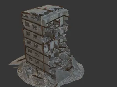 destroyed city Low-poly 3D model