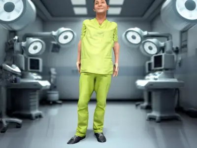Green Scrub Outfit model pack Low-poly 3D model