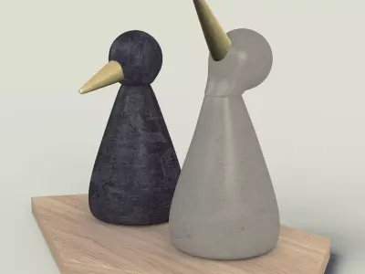Birds Figurine - Modern Decor Object 3D model