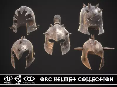 Orc Helmet Collection 3D Model Pack