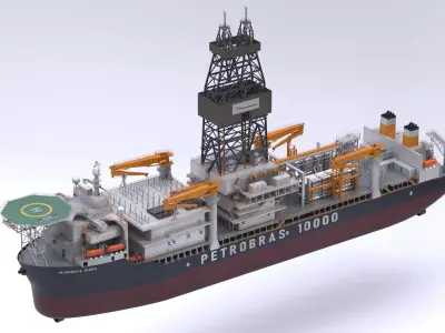 Petrobras 10000 Drillship Offshore Oil Rig Vessel 3D model