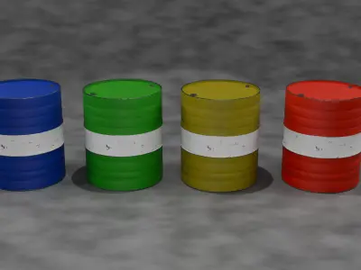 Set of clean barrels Low-poly 3D model
