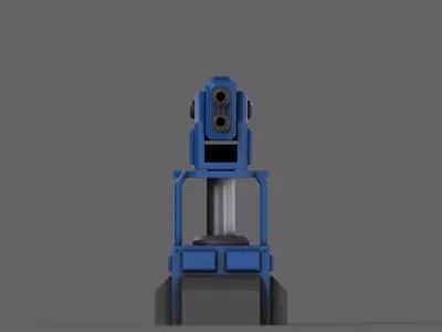 PBR Turret Gun 02 Blue Low-poly 3D model