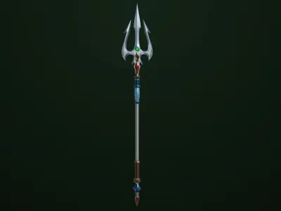 Fantasy Trident 06 All PBR Unity UE Textures Included Low-poly 3D model