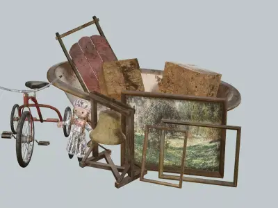 Debris Groundfill Junk XX Trash Game Ready Low-Poly 3D Model Low-poly 3D model