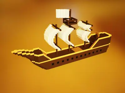 Sailing ship Low-poly 3D model