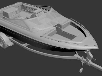 Sea Ray 180 1992 Bowrider Boat with Trailer  Detailed 3D Model 3D model