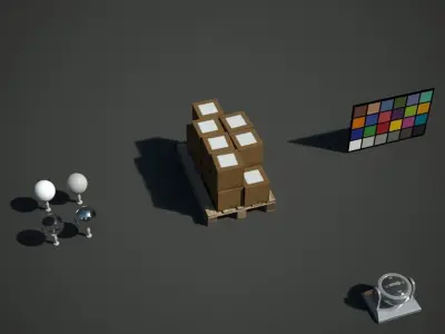 Boxes of tile on a wooden pallet Low-poly 3D model