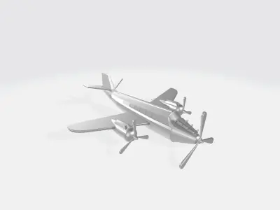 Three propeller plane  Low-poly 3D model