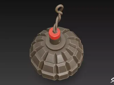 Grenade Classic Low-poly 3D model