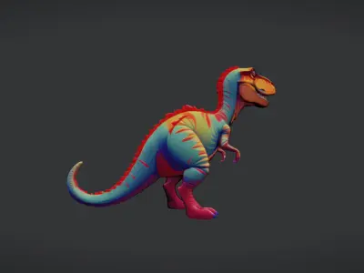 Colorful cartoon dinosaur 3D Game Ready Model 3D model