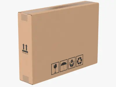 Cardboard Box 50x10x35 Closed 3D model