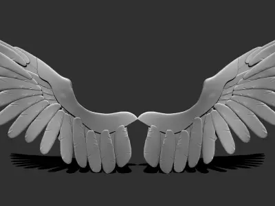 Wings two golden Low-poly 3D model
