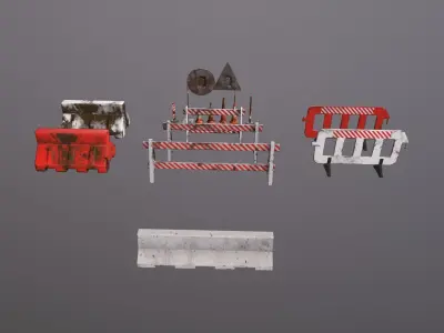 Traffic barriers Low-poly 3D model Low-poly 3D model purchase