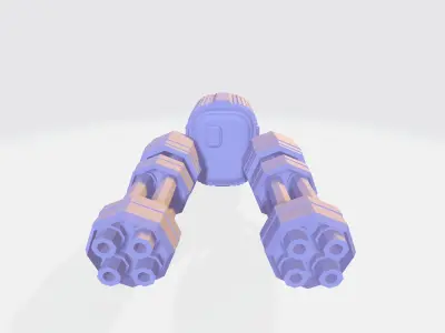 Chaingun minigun Low-poly 3D model