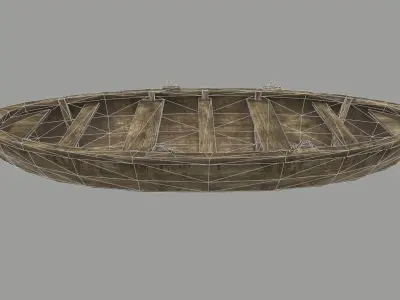 boat 4 wooden Low-poly 3D model
