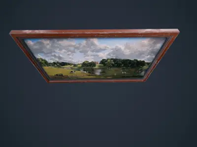 Old paints  frame Wood  HDRP Antique Low-poly 3D model