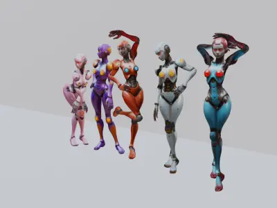 Futuristic Female Robot Assistant 3D model