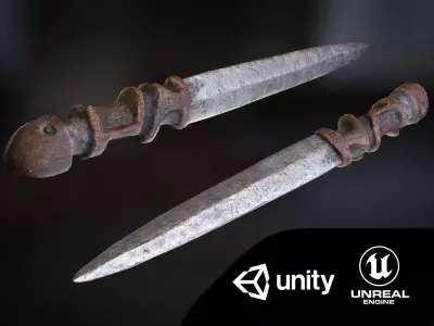 African knife Low-poly 3D model