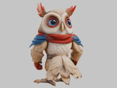 Cartoon Owl Model Low-poly 3D model