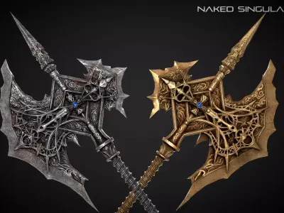 Divine Halberd Medieval dark fantasy weapon Low-poly 3D model