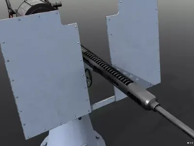 Oerlikon 20mm anti-aircraft gun - Commercial license Low-poly 3D model