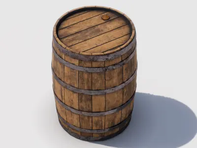 Barrel Low-poly 3D model 11