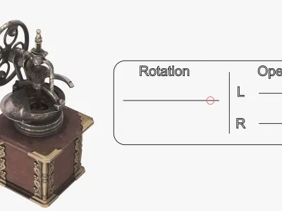 Retro Coffee Grinder with Drawer Rusted Look Brown Used Rigged 3D model