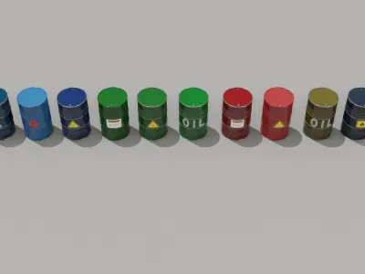 10 Barrel 3D models Low-poly 3D model