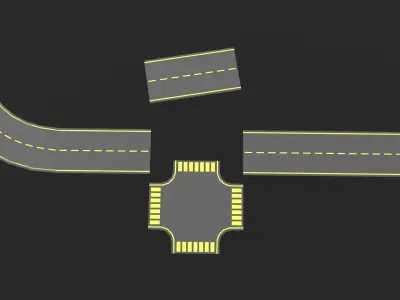 Modular road pack Low-poly 3D model purchase