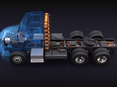 Hydrogen Semi-Truck Chassis X-Ray 3D model