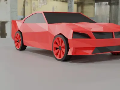 Lowpoly  red car model Free low-poly 3D model