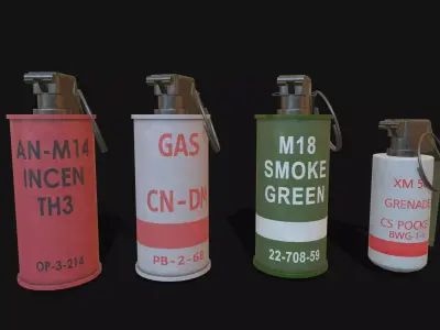 Grenades pack 10 models Low-poly 3D model