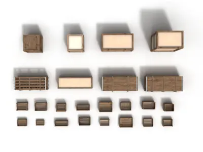 Aset Wooden Crate 3D 3D model