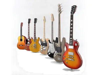 Collection of guitars 3D model