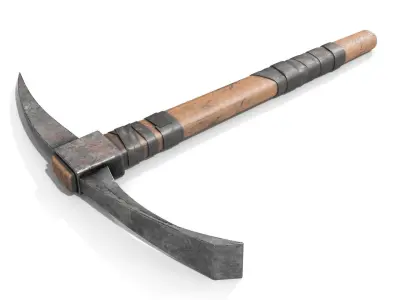 Pickax mining hammer Low-poly 3D model