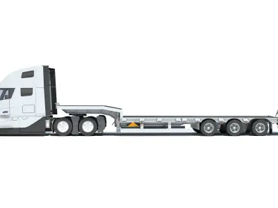 2024 Semi-Truck with Platform Trailer 3D model