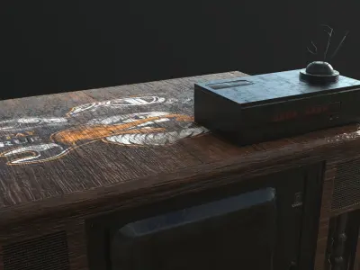 Old TV  and Tape Game Ready Low Poly 3D Model  Low-poly 3D model